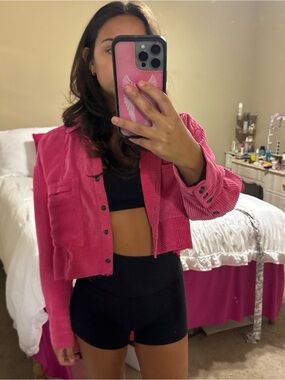 BDG Cropped Hot Pink Corduroy Jacket